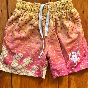 BBL 101 Vibrant Pink and Yellow Kids Shorts